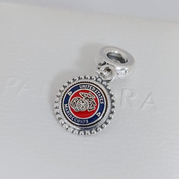 Pandora USMC Charm United States Marine Corps Dangle Charm S925 Silver with box - Picture 4 of 6